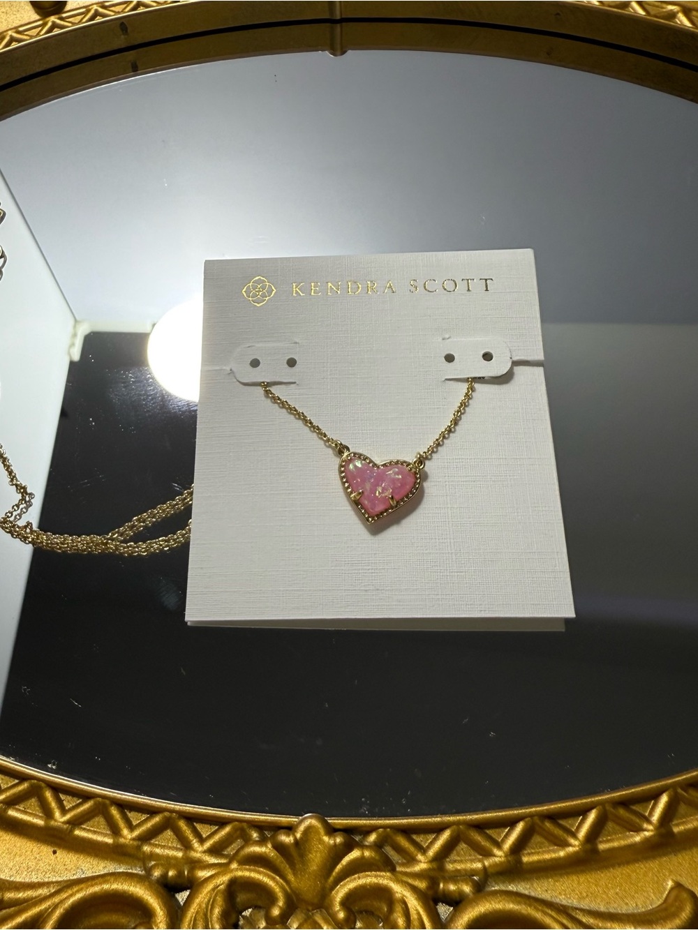 Kendra Scott Gold Necklace with Pink Heart Stone